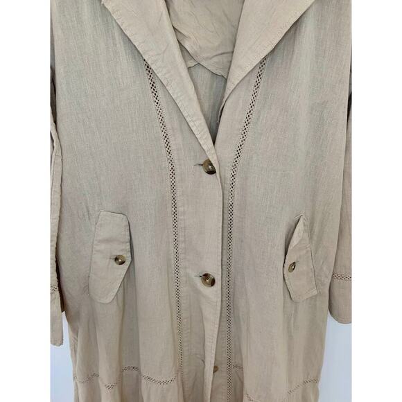 Free People Rory Duster in Sand Dollar Large Long Sleeve Button Front Pockets - Picture 3 of 6